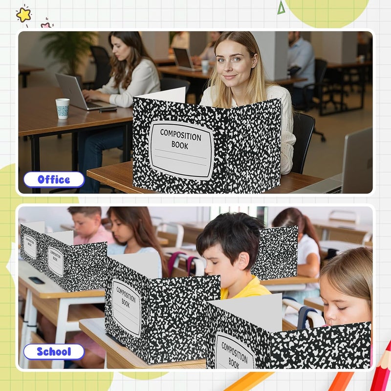 Pnluoce درع الخصوصية القابل للطي 24 قطعة، لوحات درع الخصوصية، فاصل الخصوصية لطاولة امتحانات الطلاب، درع تعزيز التركيز في المدرسة والمنزل، سهل التنظيف - Image 4
